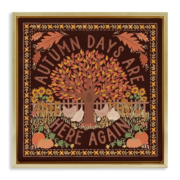 Stupell Industries Autumn Days on Brown Landscape Painting Gold Floater Framed Art Print Wall Art, 18 x 18