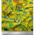 thumbnail image 1 of Soimoi Poly Georgette Fabric Branches,Parrot & Leopard Jungle Decor Fabric Printed Yard 52 Inch Wide, 1 of 1
