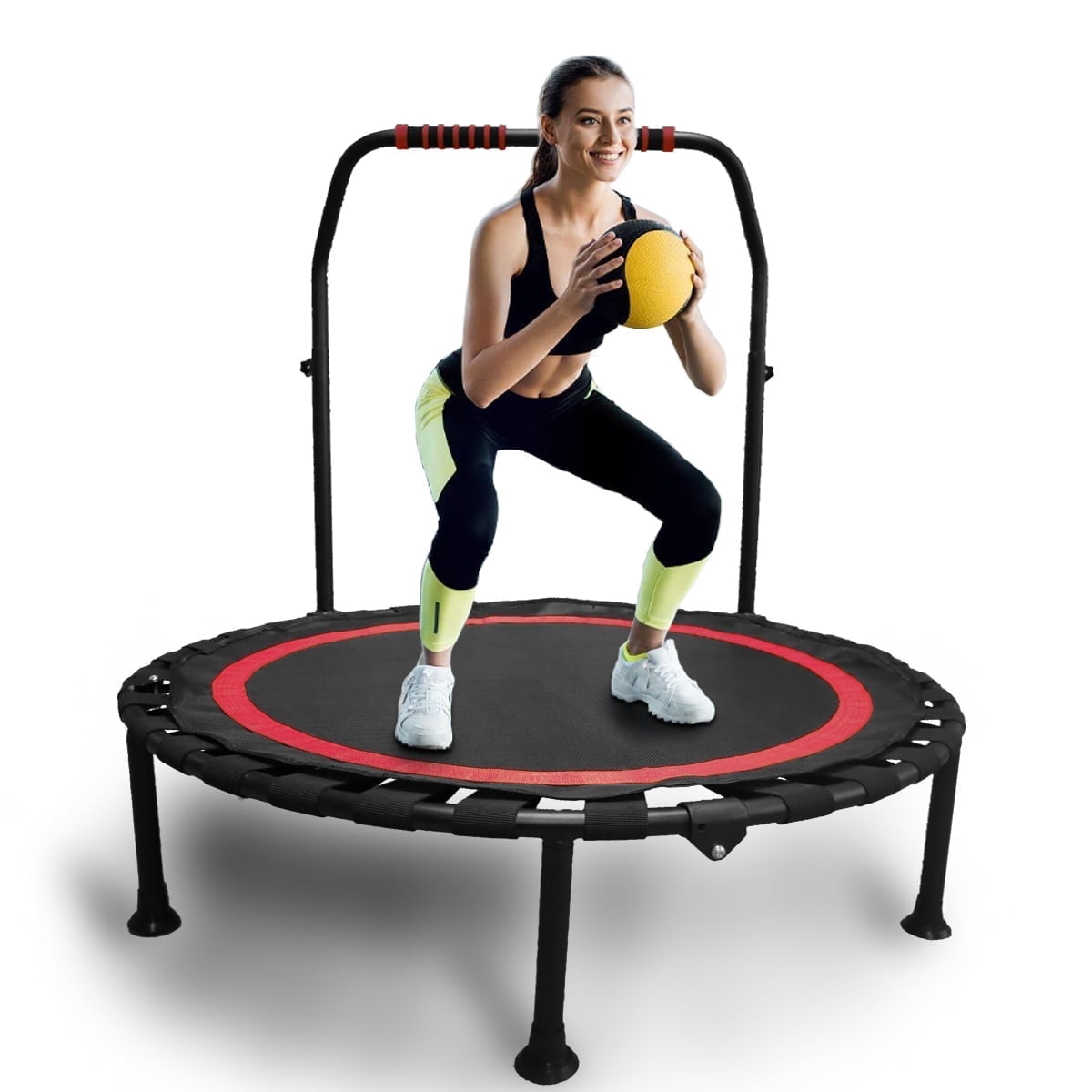 XHYHWYD Foldable Trampoline, 40" Quiet Bounce Fitness Rebounder, Soft-Grip Adjustable Handle, 1 Count