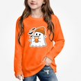 thumbnail image 3 of WAVSUF Girls Halloween Sweatshirts, Crew Neck Loose Fit Long Sleeve Winter Festive Casual Pullover Orange 7-8, 3 of 7