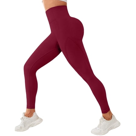 Outfmvch Compression Leggings for Women Compression Tights for Fitness Gym 3d Compression Yoga Pants Push Up Yoga Sport Pants Yoga Pants with Pockets for Women A1 Wine S-2XL