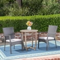 thumbnail image 2 of GDF Studio Heminger Outdoor Acacia Wood and Wicker 3 Piece Bistro Set with Cushions, Gray, 2 of 13