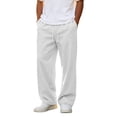 thumbnail image 2 of Men's Baggy Sweatpants Fashion Casual Wide Leg Drawstring Waist Jogging Pants Relaxed Fit Sweat Pants for Gym Athletic with Pockets White L, 2 of 8