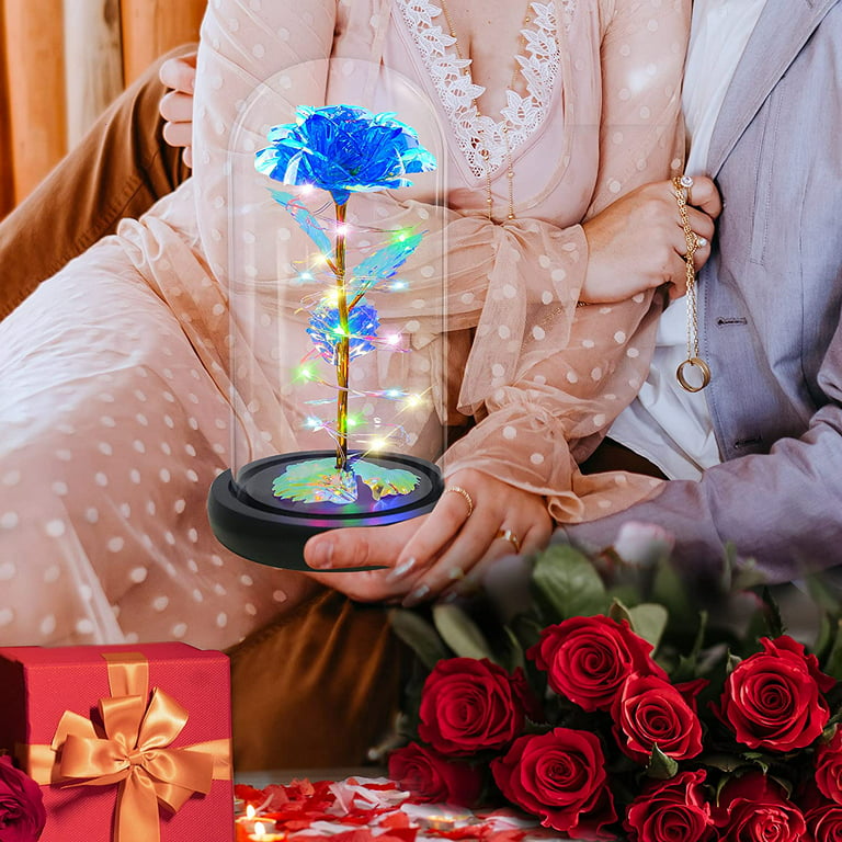 Christmas Womens Gifts, Rotating Christmas Rose Gifts for Her, Birthday  Xmas Gifts for Women, Blue Swirling Light Up Roses in Glass Dome ,Spin Rose  Gifts Idea for Women, Mother, Teenage Girls, Her 