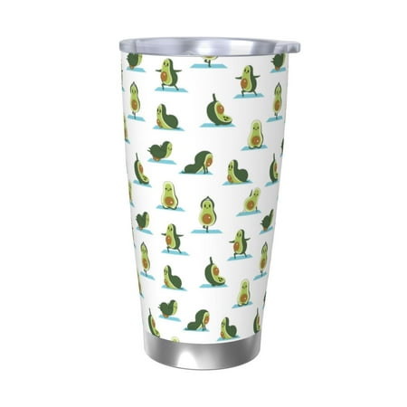

Logiee Cute Avocado Yoga Print 20OZ Car Cup with Lid Stainless Steel Vacuum Insulated Double Wall Travel Tumbler Durable Insulated Coffee Mug Thermal Cup with Straw-Without Straw