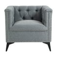 thumbnail image 3 of Velvet Upholstered Tufted Nailhead Living Room Accent Chair With Spindly Legs Grey, 3 of 5
