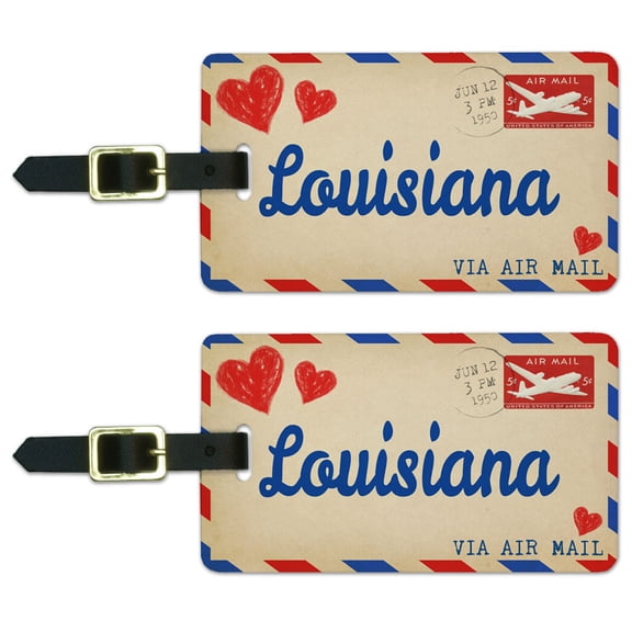 Graphics and More Air Mail Postcard Love for Louisiana Luggage Tag Set