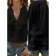 thumbnail image 3 of Women'S Elegant - V Neck Sleeveless Blouse Guipure Lace Work Office Top Black L, 3 of 7