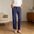thumbnail image 2 of RUTAYY Women's Pants Casual Straight Leg Elastic Waist Bottoms Fashion Solid Color Slim Fit Comfortable Stretch with Pockets Trendy Travel Trousers, 2 of 5