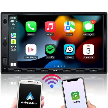 ATOTO F7XE 7inch Car Stereo with Bluetooth Double Din Wireless Carplay Android Auto Car Radio with SiriusXM,Quick Charge