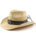 thumbnail image 5 of OOOUM Woven Cowboy Hat For Men Women Head Buckle Chin Strap Sun Hat Festival Outdoor Vacation Cowgirl Hat Beige, 5 of 6