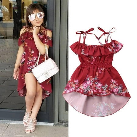 Infant Baby Girls Kids Off Shoulder Dress Romper Bodysuit Jumpsuit Outfits