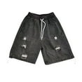 thumbnail image 6 of EMMIOL Men's Y2K Vintage Denim Shorts Ripped Distressed Elastic Waist Loose Fit Jean Shorts Summer Streetwear, 6 of 8