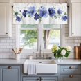 thumbnail image 2 of Blue Flower Window Valance Curtain Watercolor Style Rod Pocket Short Curtain for Living Room, Bedroom & Kitchen Window Decor 42x18in, 2 of 8