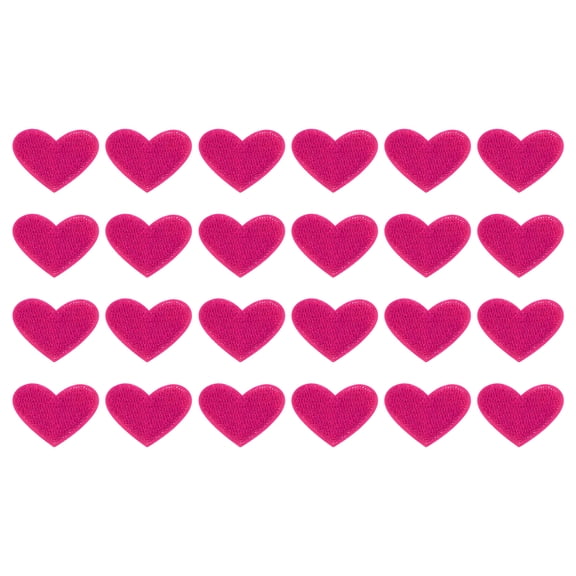 Uxcell 24Pack Iron on Heart Patches Sew on Heart Embroidered Patches, 25mm Rose Red