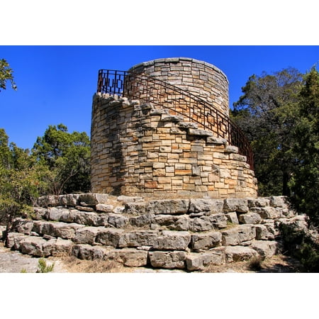 The lookout tower and water storage tank in Mother Neff State Park, Coryell County, Texas, United St Poster Print 24 x