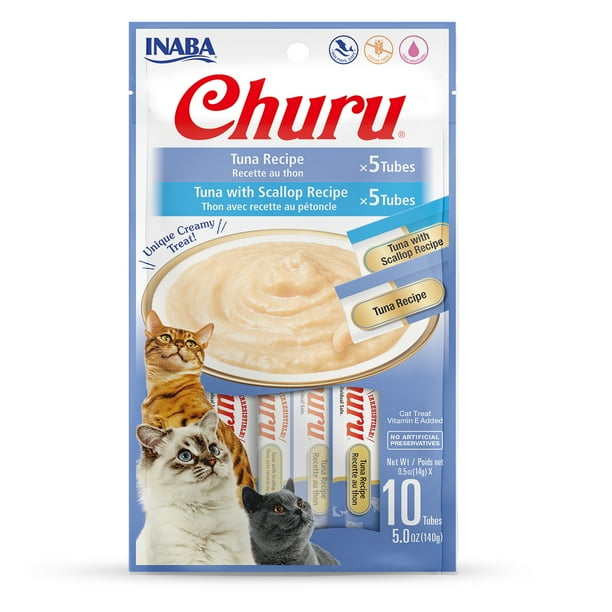 INABA Churu Creamy, Lickable Wet Cat Treat with Taurine, 0.5 oz, 10
