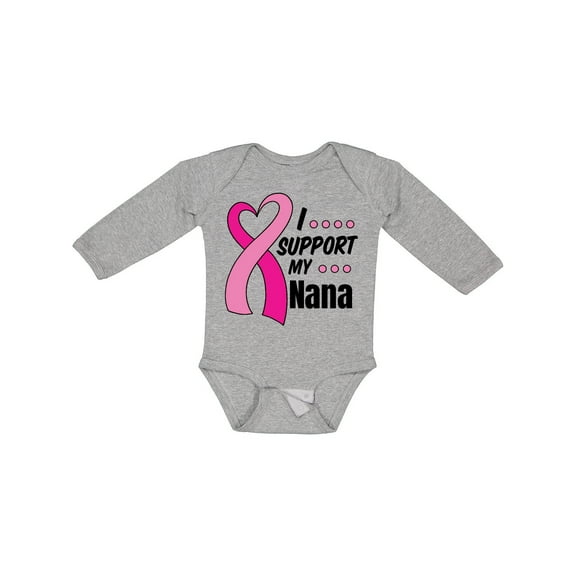 Inktastic Breast Cancer Awareness I Support My Nana with Pink Ribbon Boys or Girls Long Sleeve Baby Bodysuit