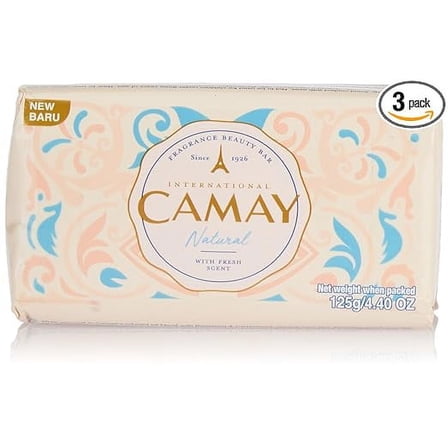 Camay Natural with Fresh Scent Bar Soap, 125g, Pack of 3 Bars