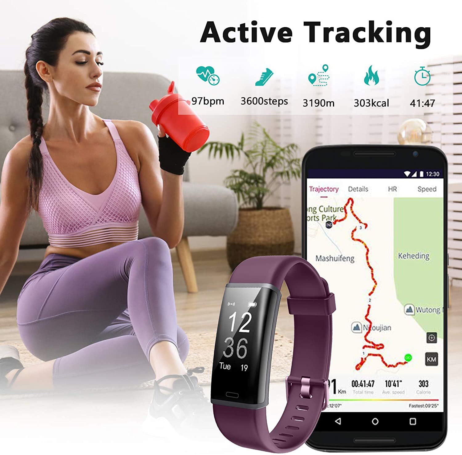 Step Counter Lintelek Fitness Tracker Sleep Monitor,Waterproof Pedometer for Android and iOS Activity Tracker Heart Rate Monitor with Connected GPS Tracker 