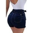 thumbnail image 4 of Langwyqu Women's High Waist Stretch Denim Shorts Lace-up Casual Shorts, 4 of 5