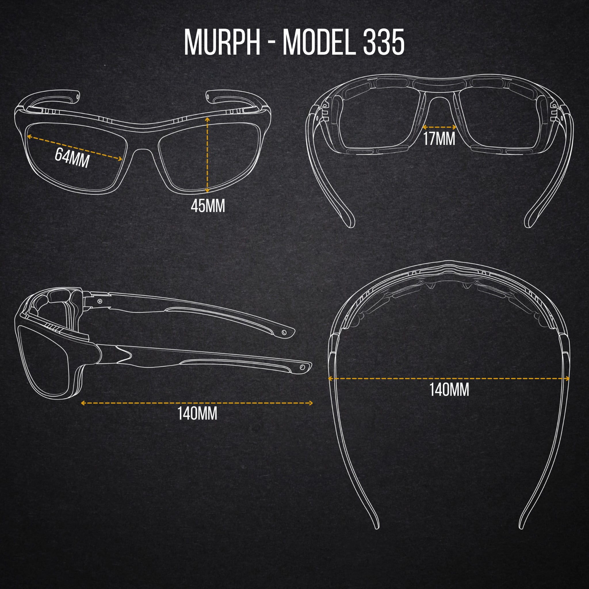 WYND Blocker Murph Wind Resistant Sunglasses Motorcycle Riding Dry Eye Glasses (M335 - Black, Verdant)