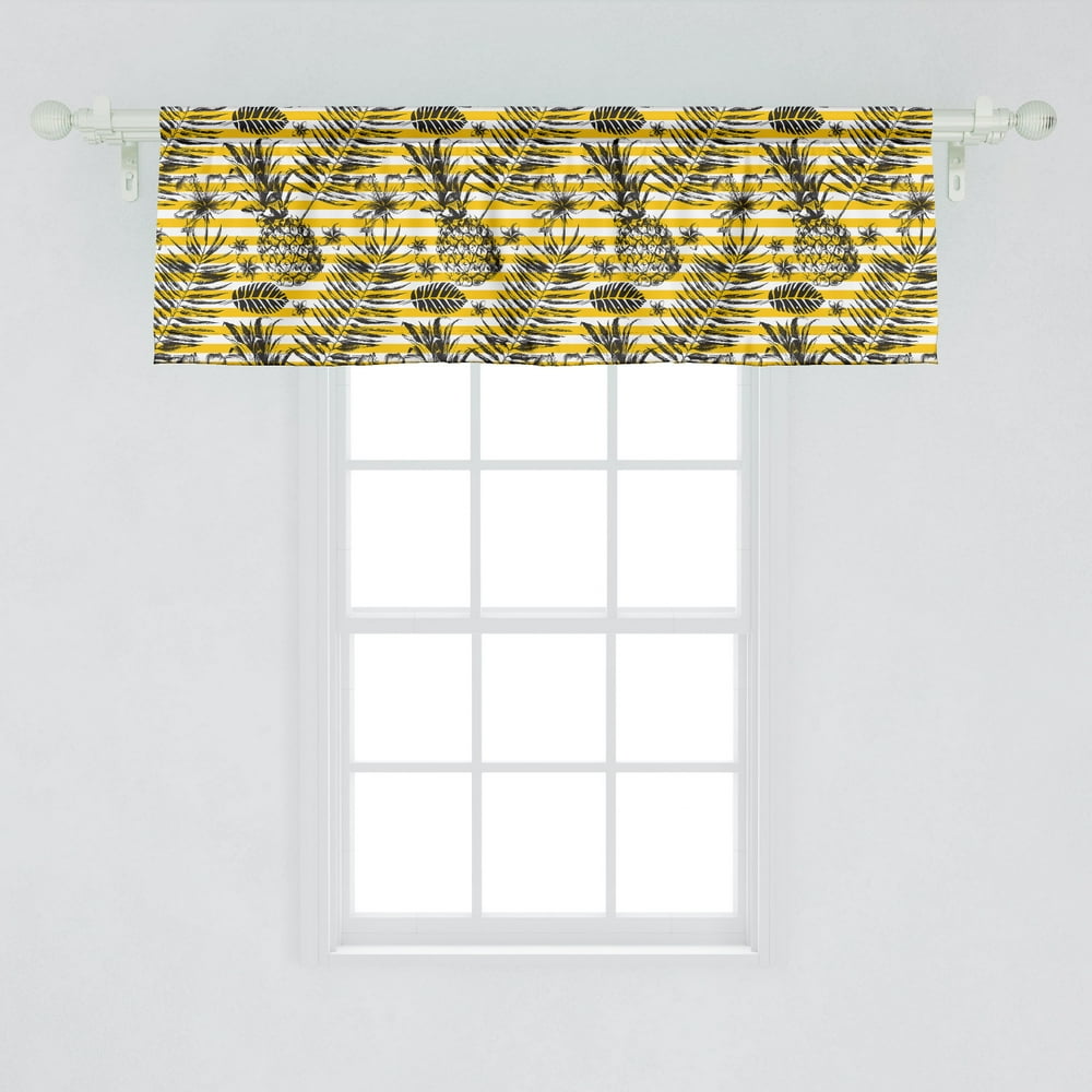 Ambesonne Tropical Window Valance, Exotic Hawaiian Nature Sketchy