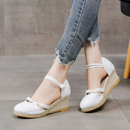

Sandals On Clearance Summer Sandals Womens Closed Toe Wedges Shoes Platform Slingback Mid Low Heel Canvas Dress Sandals Womens Sandals