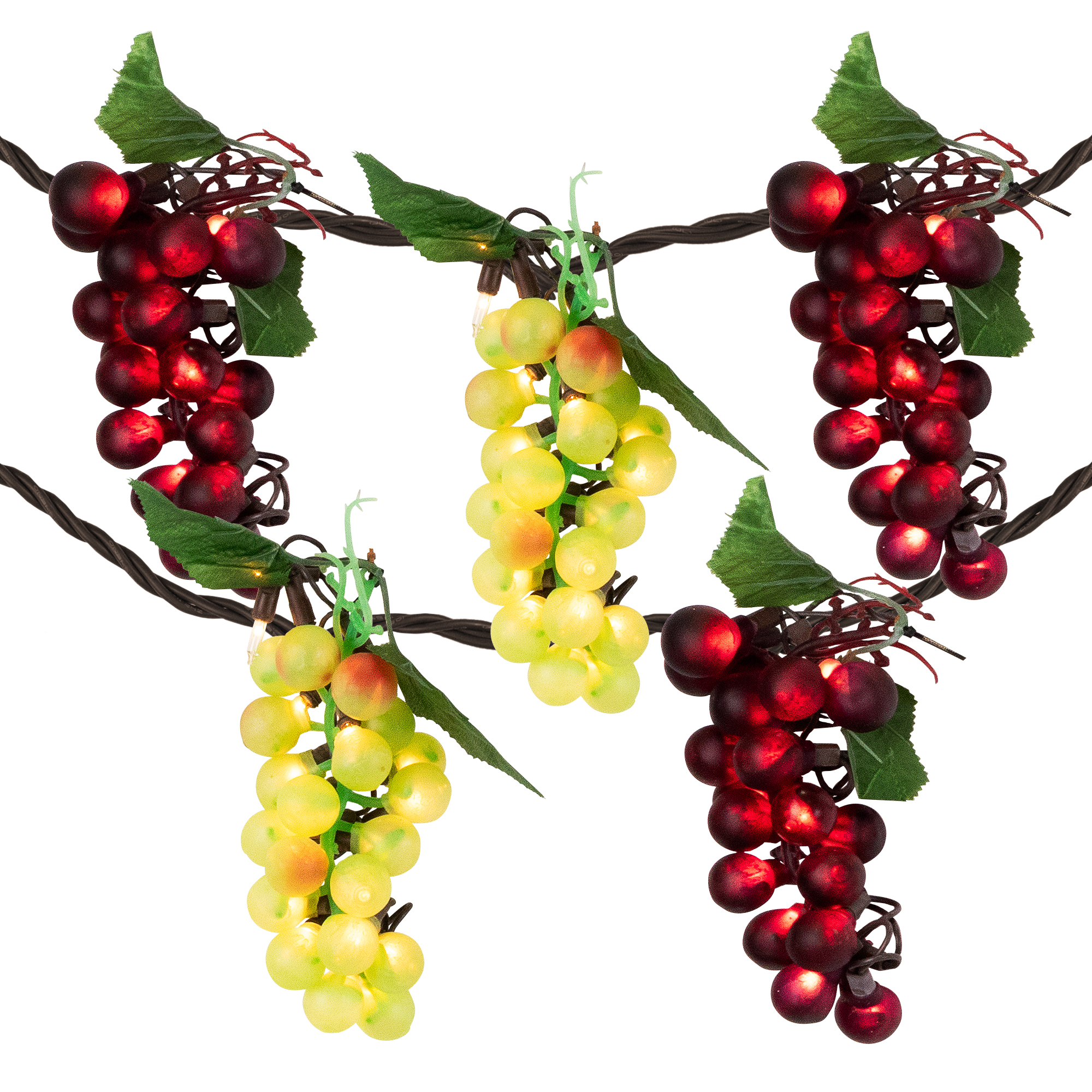 Red and Green Grape Summer Patio Light Set - 5 Clusters 35 Lights