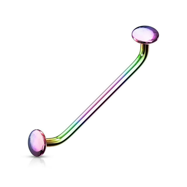 Flat Disc Ends 45° Bent Staple Barbell Int.Threaded for Surface,Snake Eye,Tongue