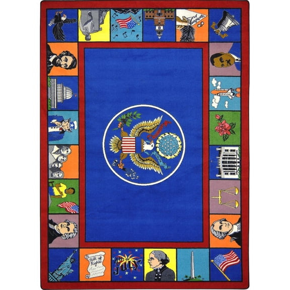 Joy Carpets Kid Essentials Symbols of America 5'4" x 7'8" Area Rug in Color Multi