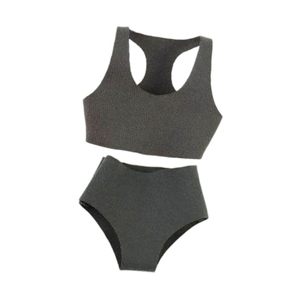 Conjunto de chaleco deportivo y pantalones cortos a escala 1:12, suave, ligero y elegante, para muñeca en miniatura. Gris