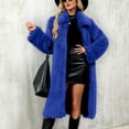 thumbnail image 6 of Stichou Womens Winter Faux Fur Long Coat Oversize Fuzzy Long Outerwear Fashion Luxury Warm Jacket Overcoat Royal Blue XL, 6 of 6