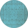 thumbnail image 1 of Ahgly Company Indoor Round Oriental Light Blue Traditional Area Rugs, 8' Round, 1 of 4