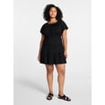thumbnail image 2 of Time and Tru Women's Tiered Cotton Mini Dress with Flutter Sleeves, Sizes XS-XXXL, 2 of 6