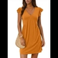thumbnail image 1 of Vestido Tipo Chaleco Holgado con Mangas de y Escote en V Profundo para Mujer, Color Naranja, Talla S, 1 of 6