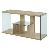 Convenience Concepts SoHo Glass TV Stand with Shelves, Weathered White/Glass
