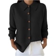 thumbnail image 5 of Sahpxhe Womens Cardigan Sweaters Loose Collared Long Sleeve Button up Knit Cardigan Casual Warm Sweater Coat for Fall Black M, 5 of 6
