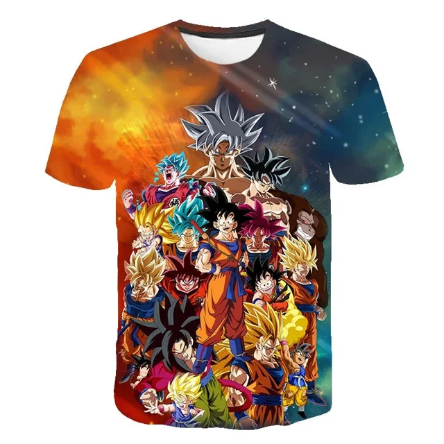 Camisetas de cosplay de Dragon Ball Goku, ropa para niños Super Saiyan, camiseta de manga corta, camiseta transpirable blanca, negra y naranja