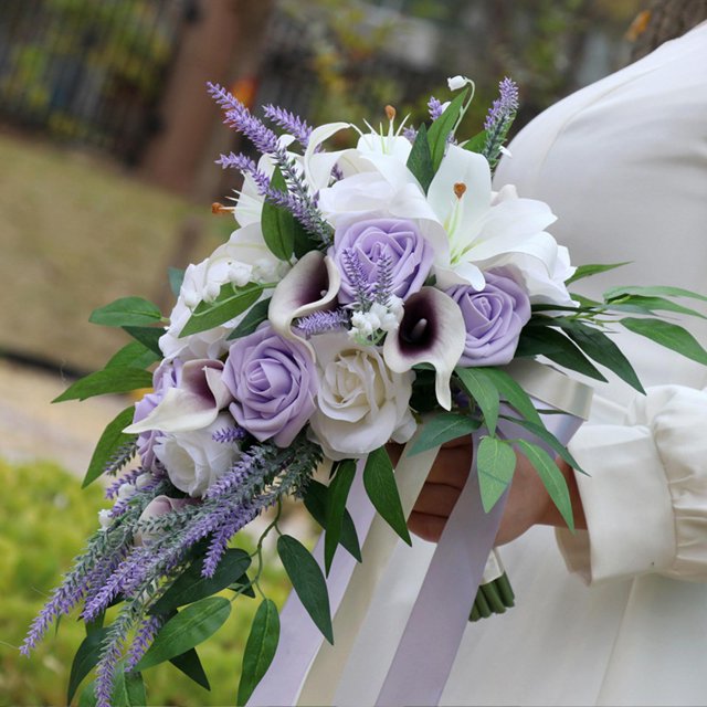 Ramo de boda hecho a mano, colección de estilo de cascadas, flores artificiales rosas para ensayo, cena, fiesta, iglesia, propuesta de boda Macarena ramo de novia