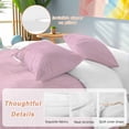 thumbnail image 3 of Pink Burlap Texture Bedding 3 Piece Duvet Cover Set Twin Size, Farmhouse Vintage Pink Soft Microfiber Comforter Cover with Zipper Closure & Pillowcases, Wrinkle & FadeResistant Quilt Cover, 3 of 9
