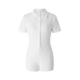 thumbnail image 2 of VISgogo Mono para Mujer, Manga Corta Color Sólido Rayas Texturizadas Slim Fitting Body Short Playsuit VISgogo  moda, 2 of 9