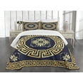 thumbnail image 3 of Ambesonne Floral Design Quilted Bedspread Set 3 Pcs, Retro Spring Meander, Queen Size, Indigo Yellow, 3 of 5