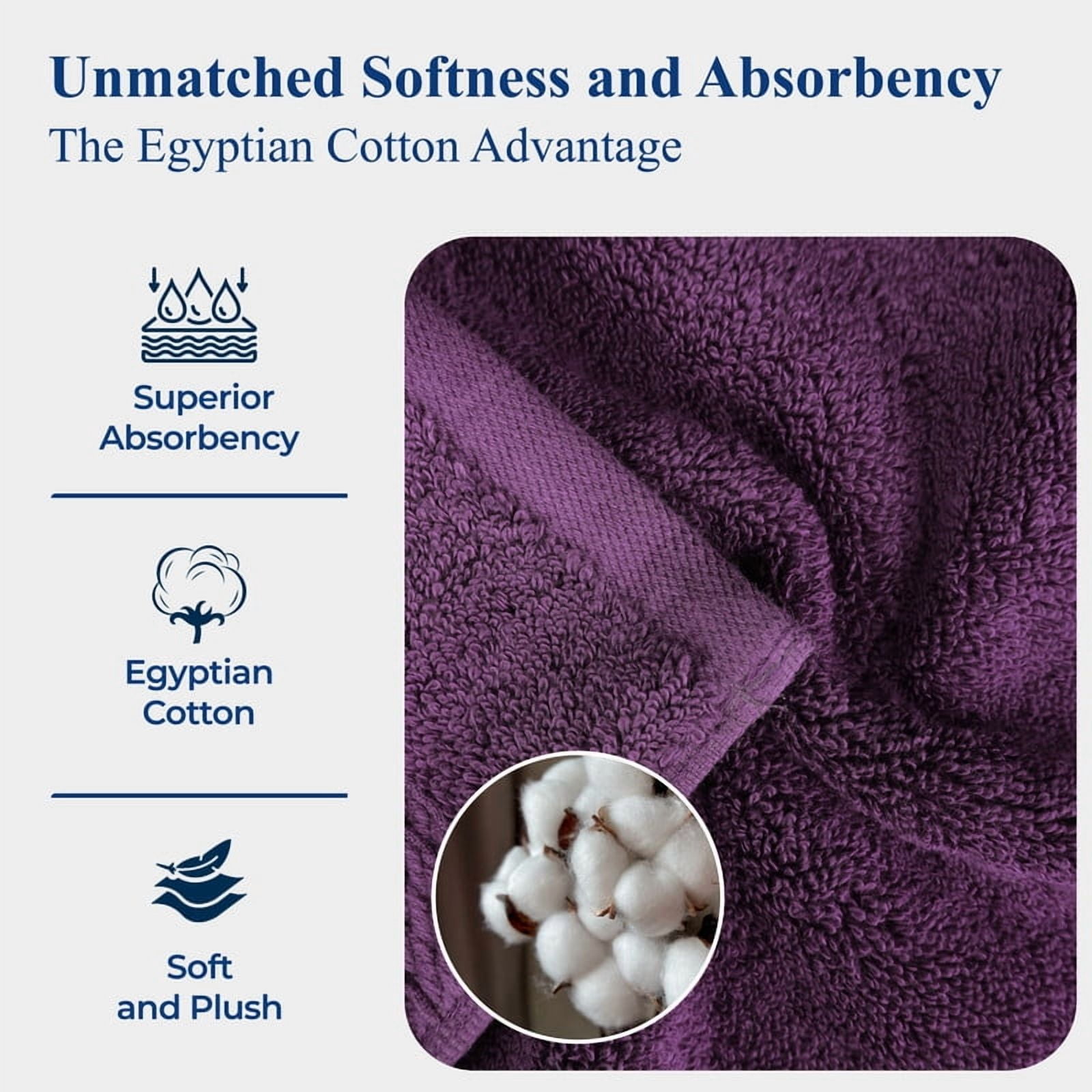 Superior Egyptian Cotton Heavyweight Face Towel Set of 6, Plum