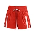 thumbnail image 6 of Costeam Womens High Waisted Athletic Shorts Drawstring Casual with Side Pockets Elastic Waist Side Stripe Dolphin Hem Workout Running Short Pants Lightweight Quick Dry Lounge Shorts, 6 of 6