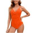 thumbnail image 1 of Trajes de baño para mujer, traje de baño de bikini de tirantes sin espalda de color liso para mujer, conjunto de bikini con bloques de color y hombros descubiertos, trajes de baño para mujer, trajes d, 1 of 5