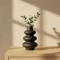 thumbnail image 4 of Unique Bargains Ceramic Modern Ripple Textured Decorative Vase Black 5.4"L x 5.4"W x 8"H, 4 of 5