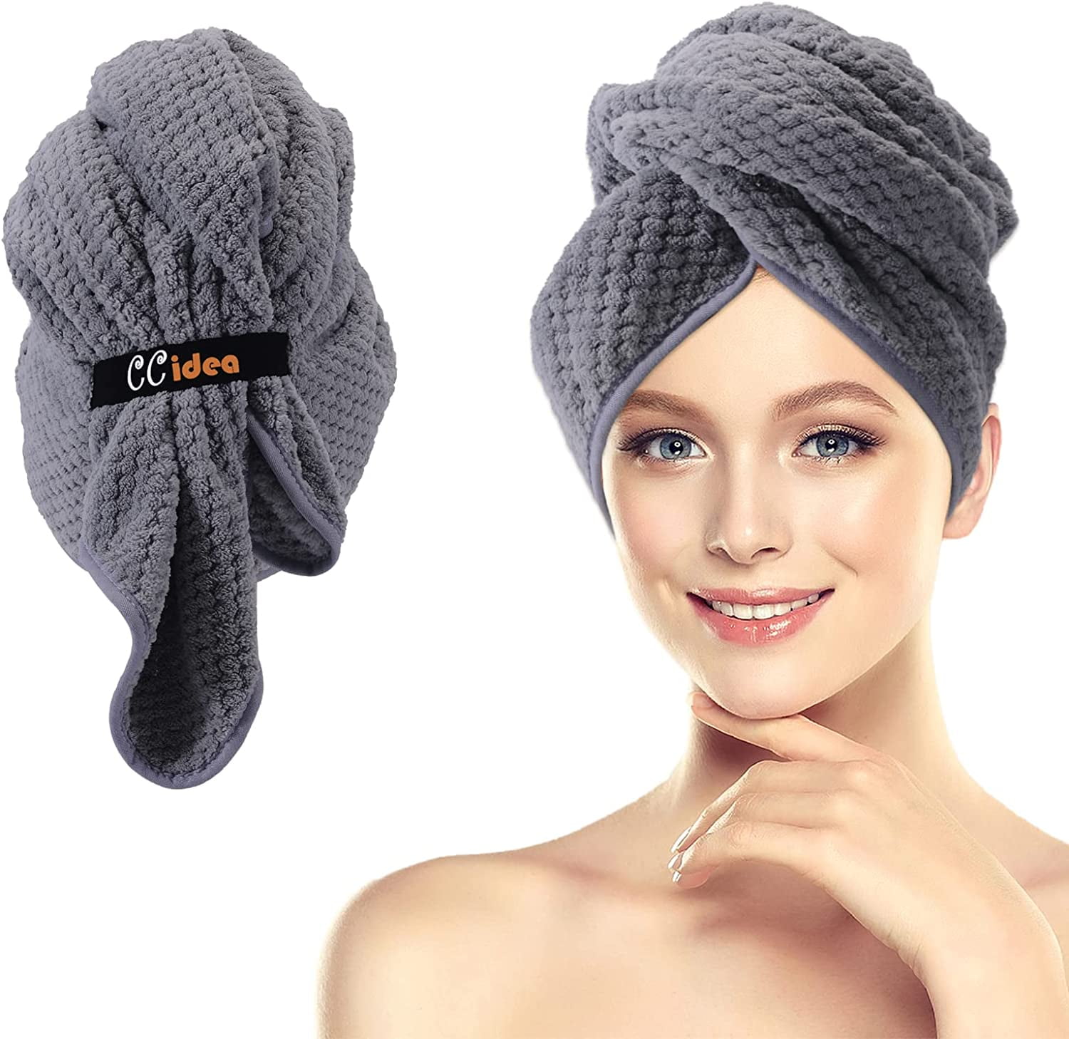 CCidea 40"x22.5" Large Microfiber Hair Towel, 1 Pack Fast Drying Hair