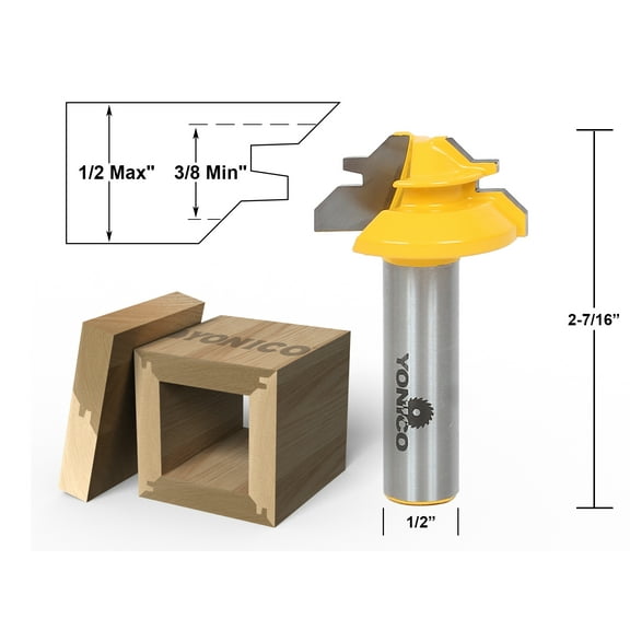 Yonico Small Lock Miter Router Bit - 45° - 1/2" Stock - 1/2" Shank 15129