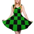 thumbnail image 3 of 2024 Black And Green Two T Dress Mod Checkers Pretty Dresses High Waist Street Fashion Skate Dress Summer Women Oversized Vestidos, 3 of 7